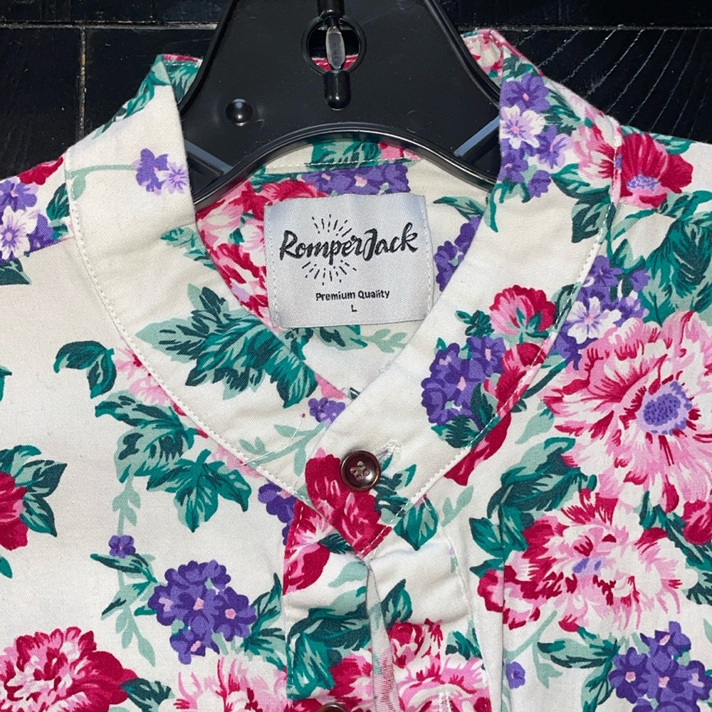 White floral mens romper size L